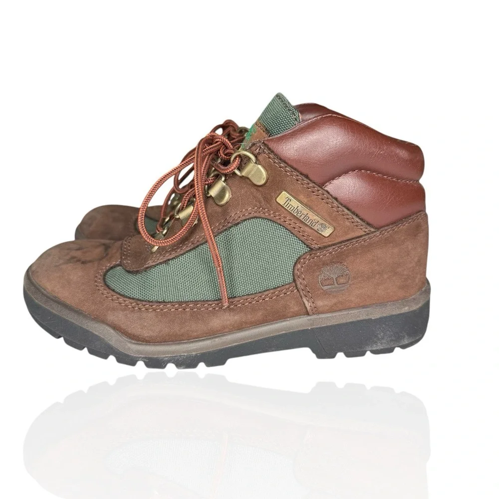 Timberland‎ Youth Boys Size 1 Field Boots Brown Green Beef Broccoli Outerwear